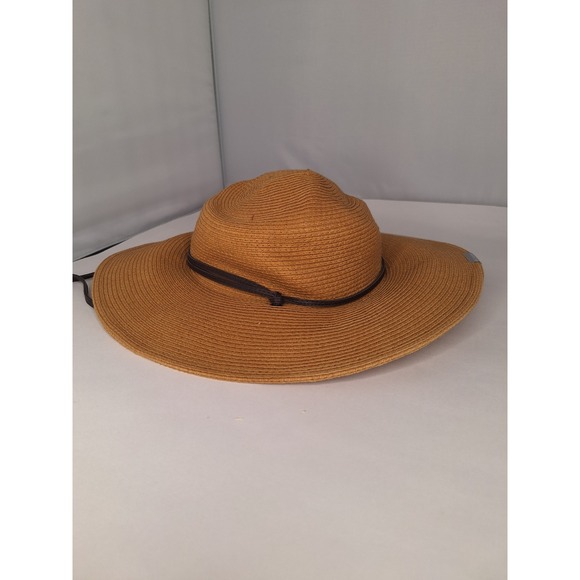 Columbia Womens WideBrim StrawHat Sun Protection Adjustable Chin Strap Brown LXL - Picture 3 of 6